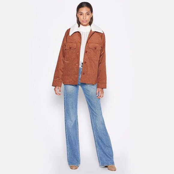 NWT Joie brown faux sherpa collar printed jacket - Picture 3 of 10